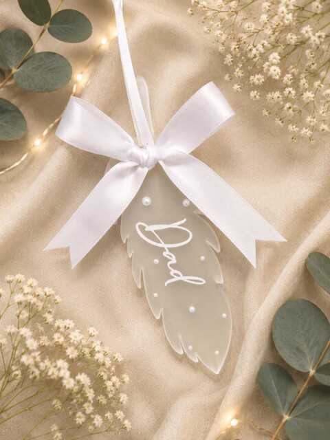 Memory Feather Bauble - Personalised Remembrance - image 1