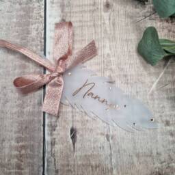 Memory Feather Bauble - Personalised Remembrance - thumbnail 4