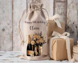 Personalised Bottle Bag, Birthday Girls Gift, Wine Bottle 18Th 21st 30Th 40Th 50Th 60Th Birthday, Friend - thumbnail 1