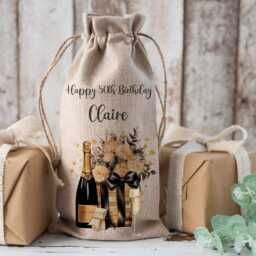 Personalised Bottle Bag, Birthday Girls Gift, Wine Bottle 18Th 21st 30Th 40Th 50Th 60Th Birthday, Friend - thumbnail 2