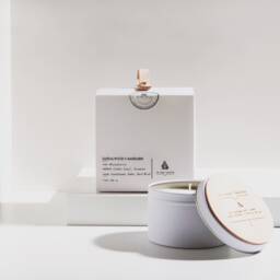 All Natural Soy Candle -- Sandalwood + Mandarin Minimalist 6Oz Travel Tin - thumbnail 1