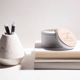 All Natural Soy Candle -- Sandalwood + Mandarin Minimalist 6Oz Travel Tin - thumbnail 3