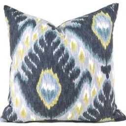 Pillows Covers - Navy Indigo Natural Ikat Modern- All Sizes 16x16 18x18 Throw Toss Accent Pillow - thumbnail 4