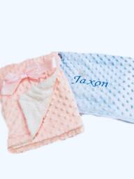 Personalized Baby Blanket Soft Minky Snuggle, Embroidered Crown - thumbnail 1