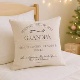 Reserved For Grandad Cushion - Personalised Grandpa Gifts Christmas Pillow Keepsake From Grandkids