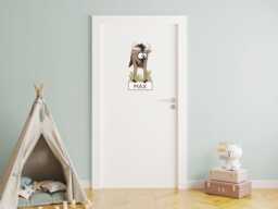 Gnu Door Sign Wall Decal Personalized Children's Room - African Safari Nameplate With Name Hand-Drawn Made in Germany