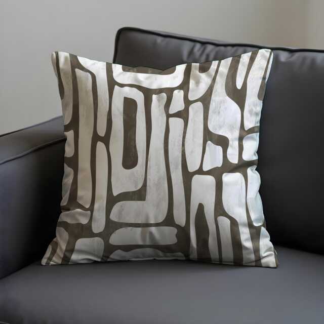 Modern Abstract Cushion Cover, Black & White Organic Line Pillow Case, Minimalist Monochrome Throw Contemporary Decor - image 1
