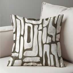 Modern Abstract Cushion Cover, Black & White Organic Line Pillow Case, Minimalist Monochrome Throw Contemporary Decor - thumbnail 2
