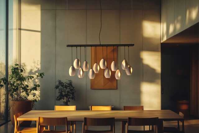 Handmade Ceramic Chandelier, Sculptural Modern Statement Light, Dining Room Fixture, Conchigliette - image 1