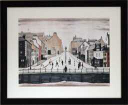 L S Lowry Art Print - Senhouse St Maryport Black Frame With White Mount & Textured Image - thumbnail 1