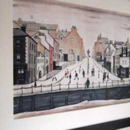 L S Lowry Art Print - Senhouse St Maryport Black Frame With White Mount & Textured Image - thumbnail 2