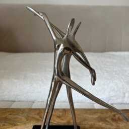 Art Deco Style Figurine Metal Sculpture Pair Of Dancers Ballerinas Modernist - thumbnail 2