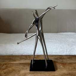 Art Deco Style Figurine Metal Sculpture Pair Of Dancers Ballerinas Modernist - thumbnail 3