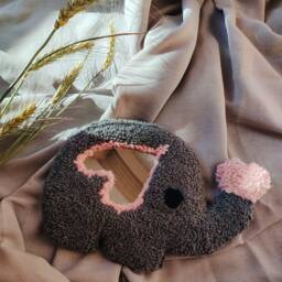 Handmade Elephant Mirror For Children's Room Is The Perfect Decoration Solution Punchneedle Safe Children & Does Not Break - thumbnail 3