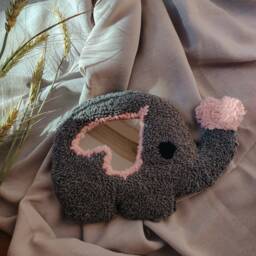 Handmade Elephant Mirror For Children's Room Is The Perfect Decoration Solution Punchneedle Safe Children & Does Not Break - thumbnail 2