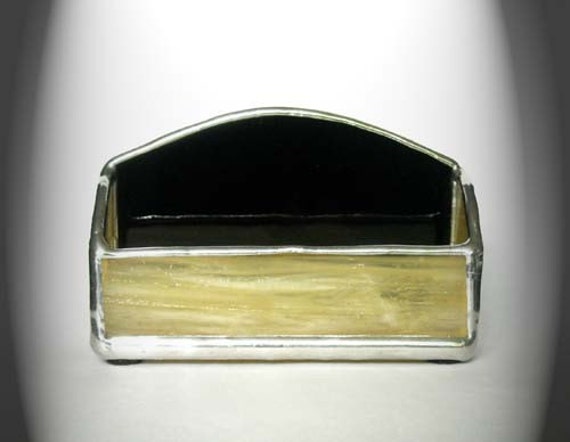 Black & Beige Stained Glass Business Card Holder - image 1
