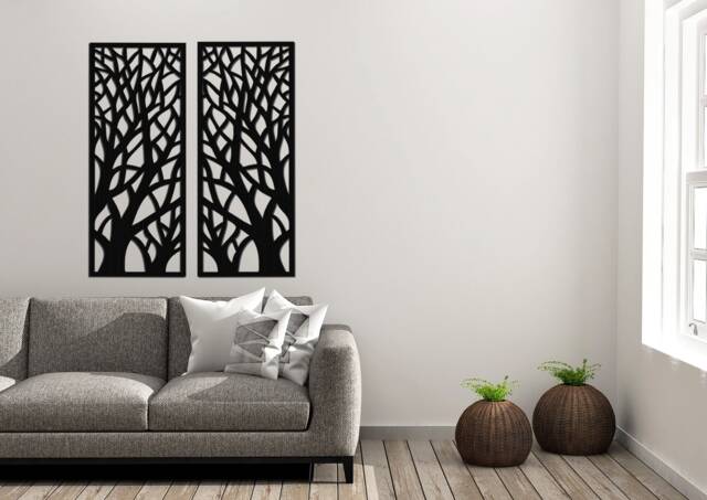 3D Decorative Openwork Panel, Forest Wall Picture, Decor, Ornate Graphics, Tree Motif Wood Art, Ornament, Living Room - image 1