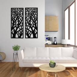 3D Decorative Openwork Panel, Forest Wall Picture, Decor, Ornate Graphics, Tree Motif Wood Art, Ornament, Living Room - thumbnail 3