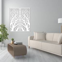 3D Decorative Openwork Panel, Forest Wall Picture, Decor, Ornate Graphics, Tree Motif Wood Art, Ornament, Living Room - thumbnail 2