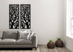 3D Decorative Openwork Panel, Forest Wall Picture, Decor, Ornate Graphics, Tree Motif Wood Art, Ornament, Living Room - thumbnail 1