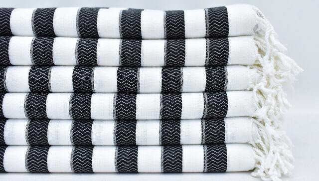 Turkish Towel, Turkey 40x70 , Beach Towel, , Black Towel, Black Striped Towel, Organic Cotton Peshtemal Towel Bnt-Gck_000 - image 1