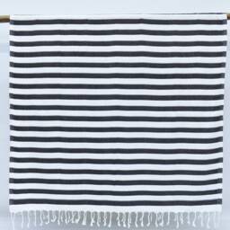 Turkish Towel, Turkey 40x70 , Beach Towel, , Black Towel, Black Striped Towel, Organic Cotton Peshtemal Towel Bnt-Gck_000 - thumbnail 4