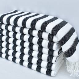 Turkish Towel, Turkey 40x70 , Beach Towel, , Black Towel, Black Striped Towel, Organic Cotton Peshtemal Towel Bnt-Gck_000 - thumbnail 2