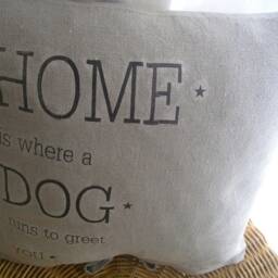 Linen Home Is Where A Dog... Cushion Cover Dog Gift Pillow Country House - thumbnail 3