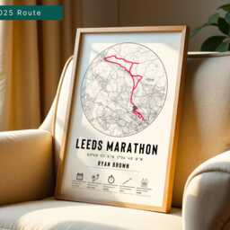 Leeds Marathon Personalised Finishers Map 2025 Print & Frame Gift Run Celebration Custom Present Runner Athlete Route Course Rob Burrow - thumbnail 2