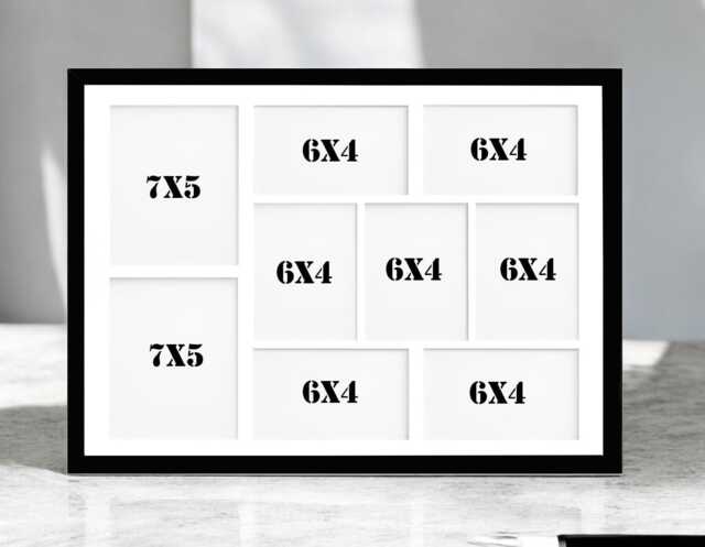 20x16 Inch 9 Opening Photo Collage Frame, Displays & Holds Seven 6x4 Photos & 2 7x5Inch Photos Multi Aperture Family Picture Frame - image 1