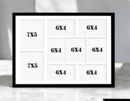 20x16 Inch 9 Opening Photo Collage Frame, Displays & Holds Seven 6x4 Photos & 2 7x5Inch Photos Multi Aperture Family Picture Frame - thumbnail 1