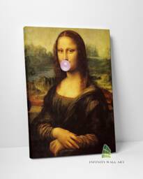 Mona Lisa Blowing Pink Bubble Gum Canvas Art Wall Print Picture Fashion Framed Home Decor -D151 - thumbnail 1