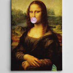 Mona Lisa Blowing Pink Bubble Gum Canvas Art Wall Print Picture Fashion Framed Home Decor -D151 - thumbnail 2