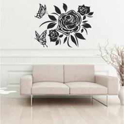 Butterfly's & Rose's Vinyl Wall Art, Decal, Sticker, Transfer, Mural, Decor, Rent Friendly, Interior, Exterior, Full - 0294 - thumbnail 1