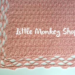 Pink Organic Cotton Baby Blanket - Shells Heirloom Design Super Soft Eco Friendly Gift Usa Made - thumbnail 2