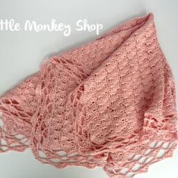 Pink Organic Cotton Baby Blanket - Shells Heirloom Design Super Soft Eco Friendly Gift Usa Made - thumbnail 4