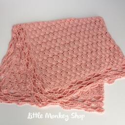 Pink Organic Cotton Baby Blanket - Shells Heirloom Design Super Soft Eco Friendly Gift Usa Made - thumbnail 3