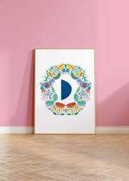 Children's Folk Birds Initial Print, Bird Print, Kids Personalised Kids Print - thumbnail 1
