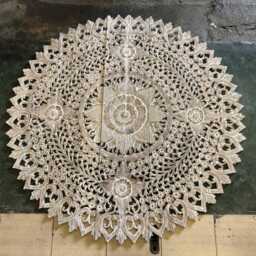 White Round Queen Size Bed Bohemian Headboard 59 - thumbnail 4