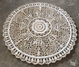 White Round Queen Size Bed Bohemian Headboard 59