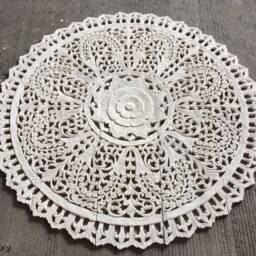 White Round Queen Size Bed Bohemian Headboard 59 - thumbnail 3