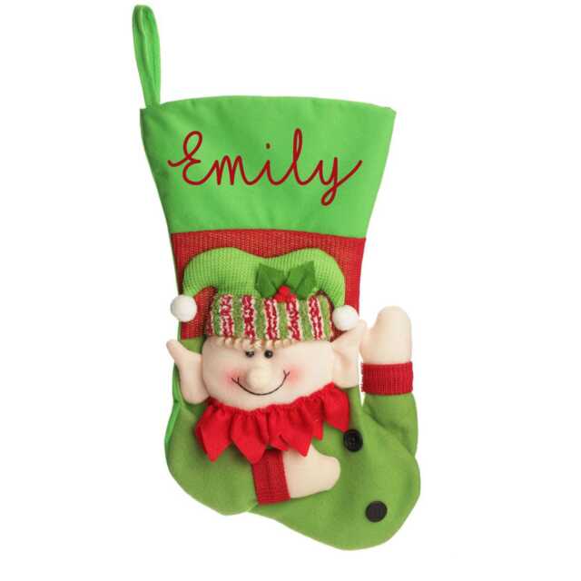 Personalised 3D Elf Christmas Stocking - image 1