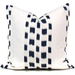 Schumacher Blue Izmir Ikat Pillow Cover Linen Cotton Blend Rmt - thumbnail 1