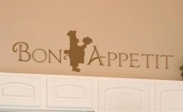 Bon Appetit Wall Decal With Italian Chef - Vinyl Stickers Words Custom Home Decor - image 1