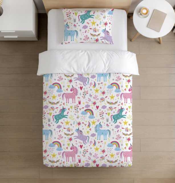Bedding - Unicorn Colourful, Duvet Cover Set, Fitted Sheets, Pillow Case, Modern Colourful Kids Bedding - image 1