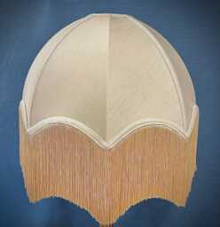 Handmade Oyster Cream Dome Lampshade Antique Gold Fringe - thumbnail 1