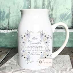 Personalised Thank You Gift Mum Mom Nanna Nanny Grandma Friend Sister Auntie Daughter Floral Ceramic Small Vase Jug Mug Birthday - thumbnail 2