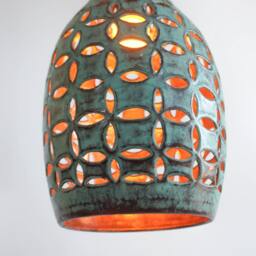 Oxidized Copper Pendant Light - Hammered Kitchen Island Lighting Industrial Lamp Art Deco Light Fixture - thumbnail 3
