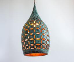 Oxidized Copper Pendant Light - Hammered Kitchen Island Lighting Industrial Lamp Art Deco Light Fixture