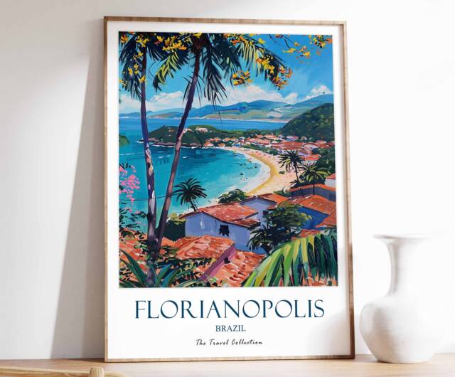 Florianopolis Print, Travel Poster, Brazil Tropical Decor, Botanical Wall Art, Gift - image 1